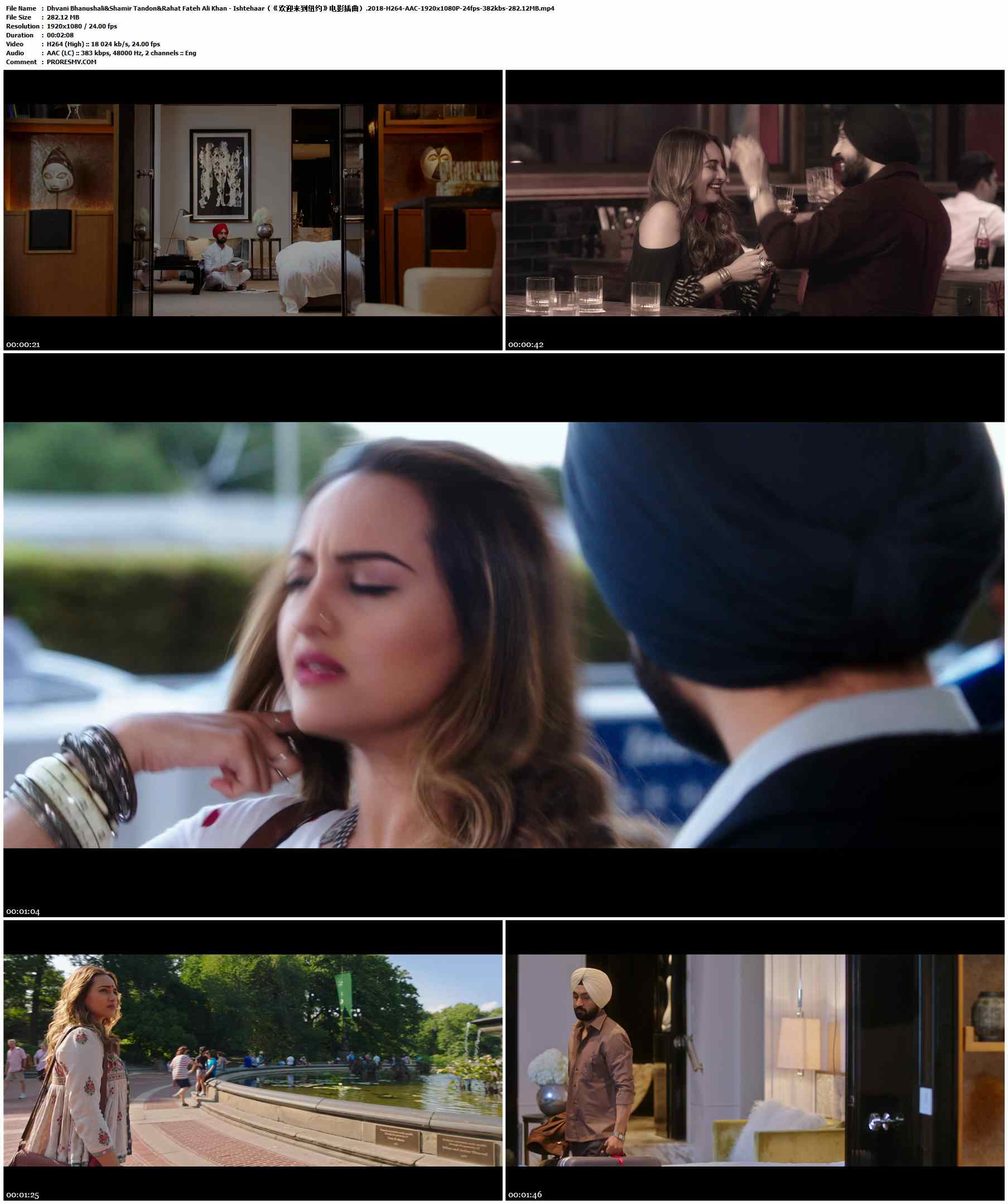 Dhvani Bhanushali&Shamir Tandon&Rahat Fateh Ali Khan - Ishtehaar（《欢迎来到纽约》电影插曲）.2018-H264-AAC-1920x1080P-24fps-382kbs-282.12MB官方MV_高清MV